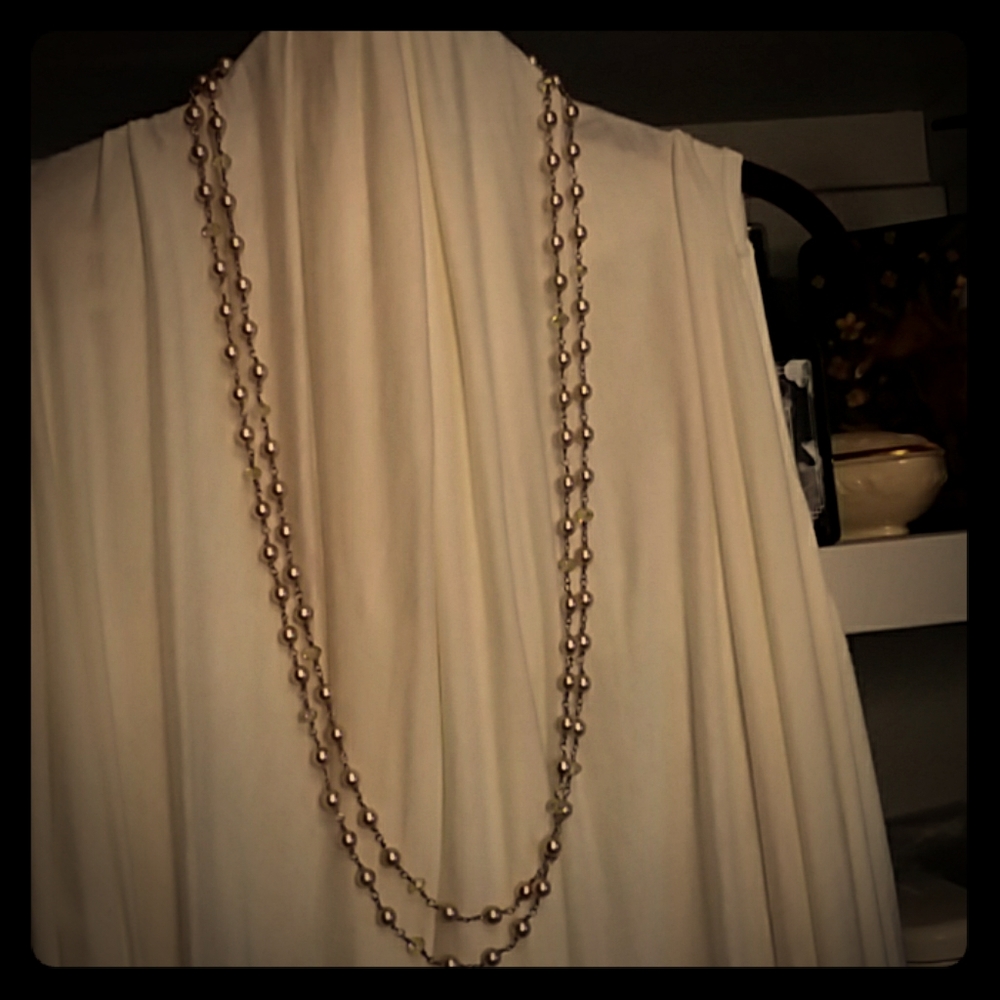 72" Czech Crystal & Mocha Glass Pearl Necklace
